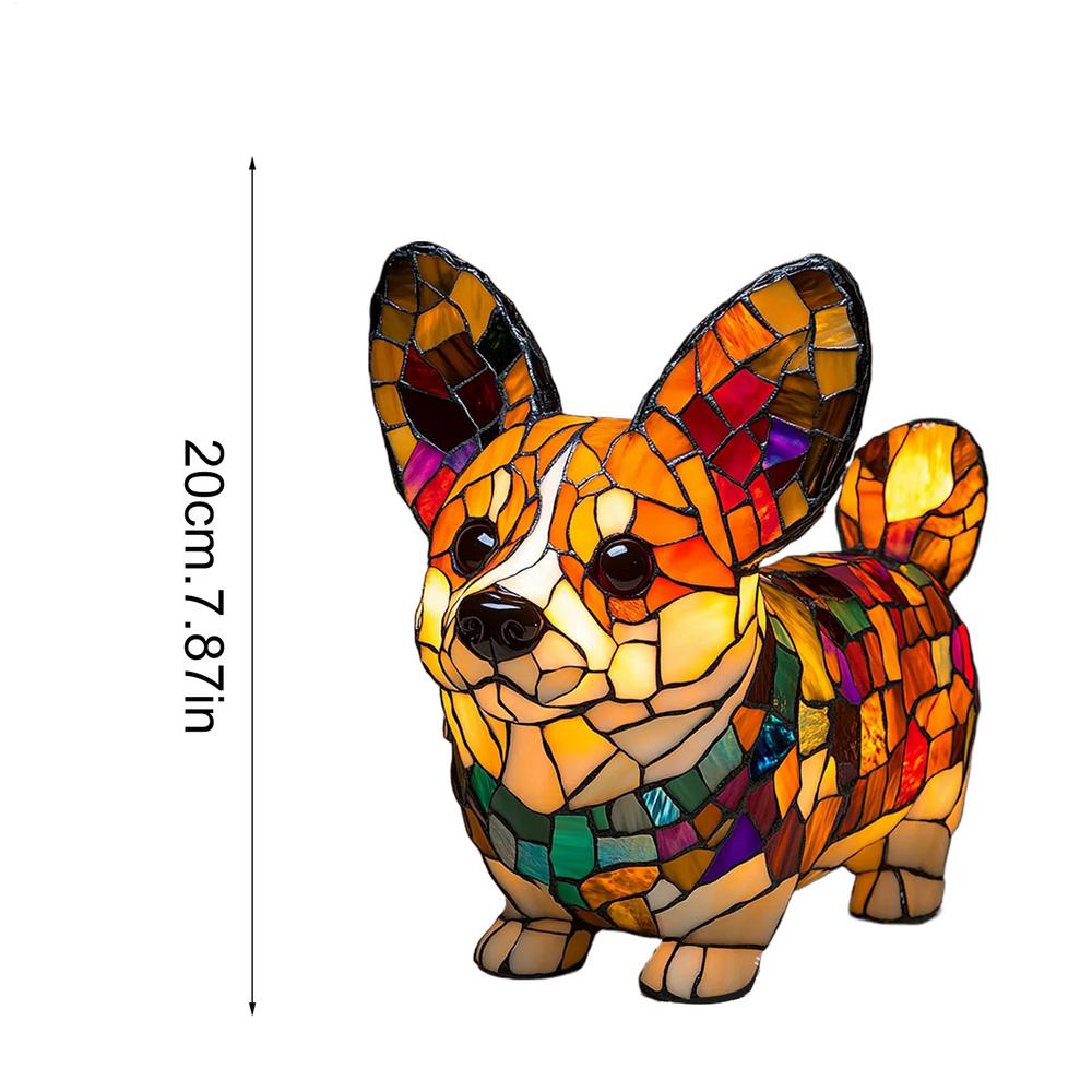 LED Corgis Lamp And Pug Lamp Dog Series Art Night Light Stained Resin French Tabletop Night Light Cute Pet Dogs Desktop Decor