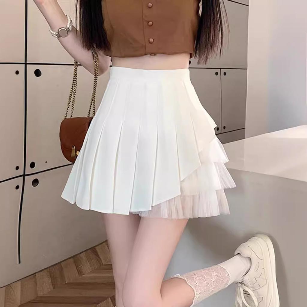 Women's Summer Slimming A-line Mesh Pleated Skirt