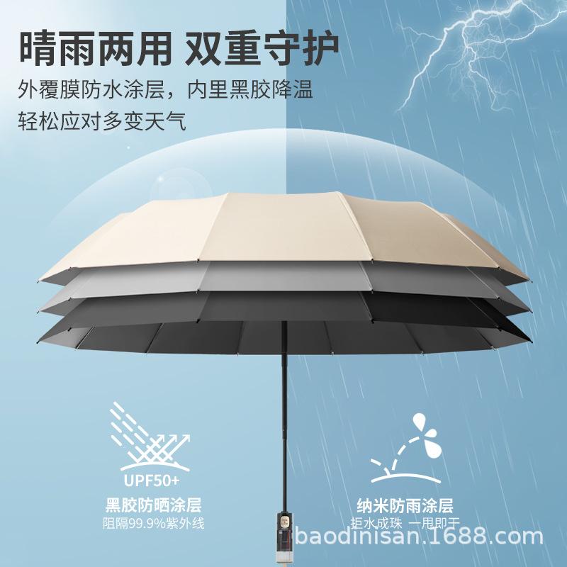Fully automatic anti-rebound umbrella, enlarged and thickened, reinforced for weather and rain, vinyl sunshade and UV protection