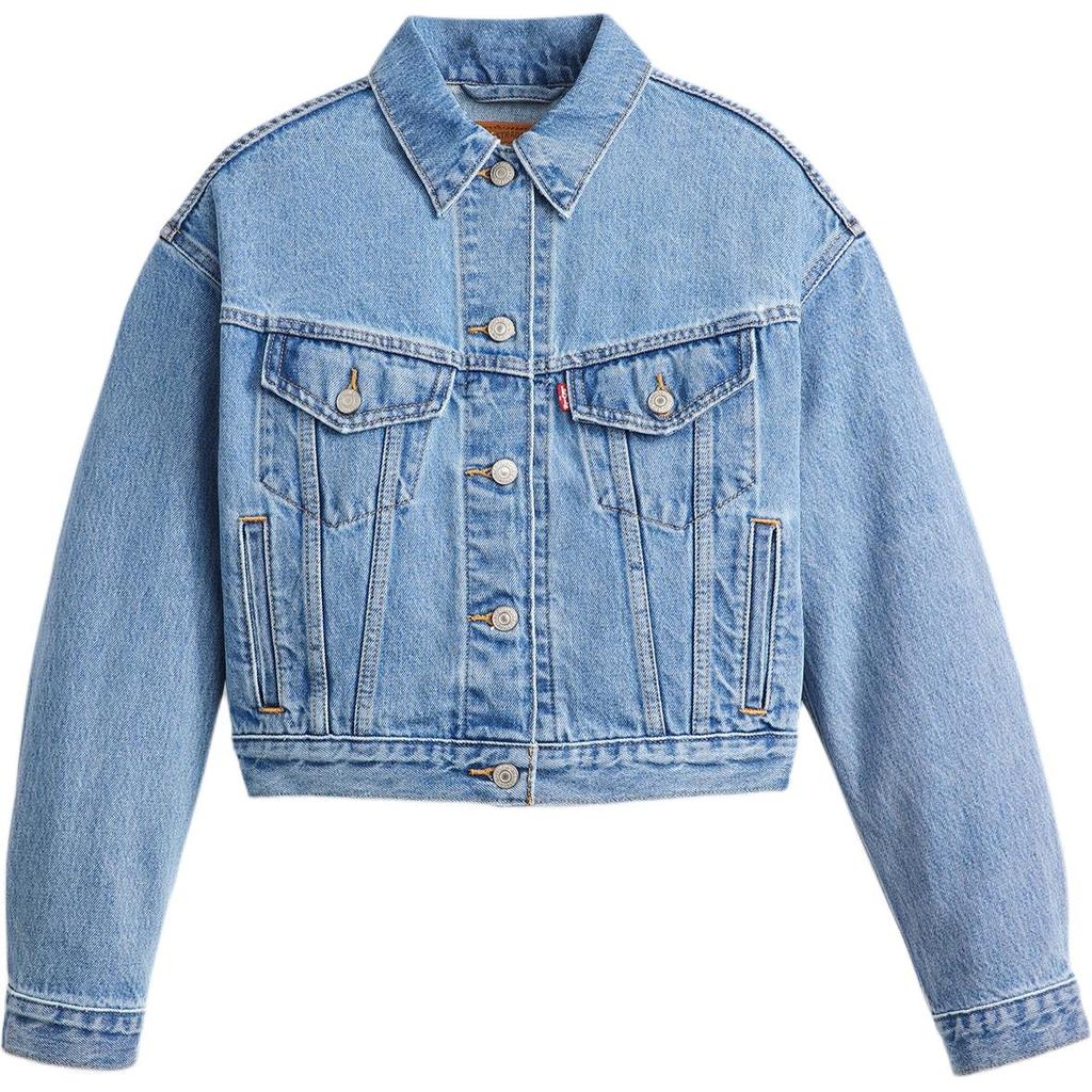 Levis Solid Color Button-Down Loose Fit Drop Shoulder Long Sleeve Denim Jacket Women jackets Blue A9155-0001