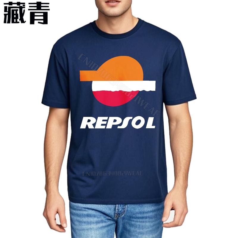 Lustiges T-Shirt Streetwear Weiches Baumwoll-T-Shirt Repsol Logo Auf Schwarzem Shirt Erwachsenen Kurzarmshirt Anime Minimalistisches T-Shirt Kurz