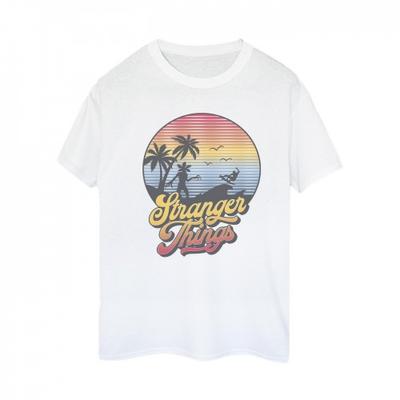 Netflix Mulheres/Senhoras Stranger Things LA Gradiente Algodão Camiseta Boyfriend