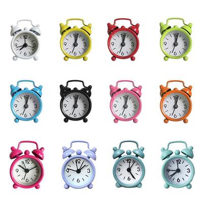 Portable Small Cute Retro Electronic Mini Alarm Clock Round Digital Quartz Clock Table Clock