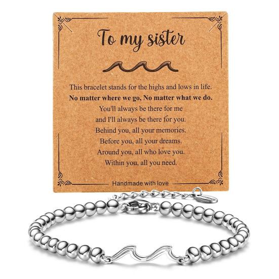 

Unisex Wave Bracelet Adjustable Beaded Bracelet Friendship Bracelet Jewelry Gift with Inspirational Card for Family 1