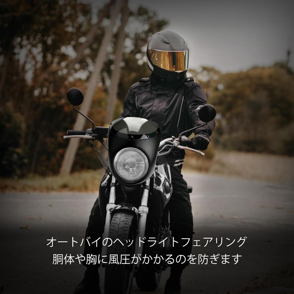 Motorcycle Bikini Cowl Screen Cowl Headlight Fairing Kit for Cafe Racer (Glossy Black Glass)