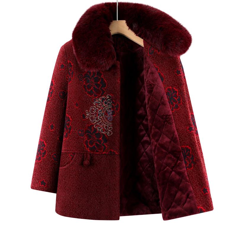 Elderly Women's Plush Lined Winter Jacket