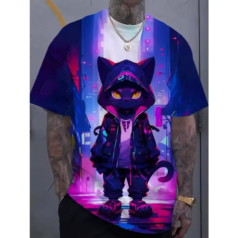 Fashion Men's T-Shirt 3D Cool Bear Print Short Sleeve T-Shirt Hip Hop Street Style Top Summer Men's Loose Outdoor Casual Clothes