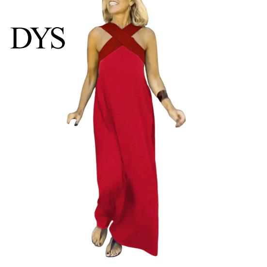Fashionable Women Attire Women's Cross Halter Neck Sleeveless Dress Summer Sexy Backless Soft And Light Fabric A Line Maxi Off Shoulder Boho