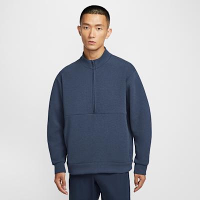 Nike Dri Fit Sweatshirts Men s Marine Blue Stand Collar Moderate