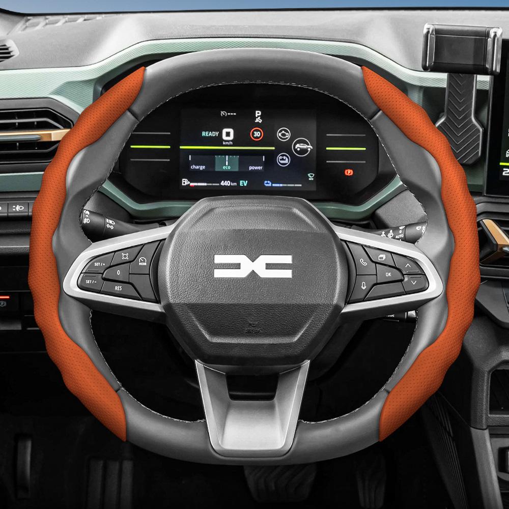 Pasuje do pokrowca na kierownicę Dacia, Sportowy design w kształcie fali, Oddychająca skóra, Segmentowy antypoślizgowy pochłaniający pot pokrowiec ochronny dla San