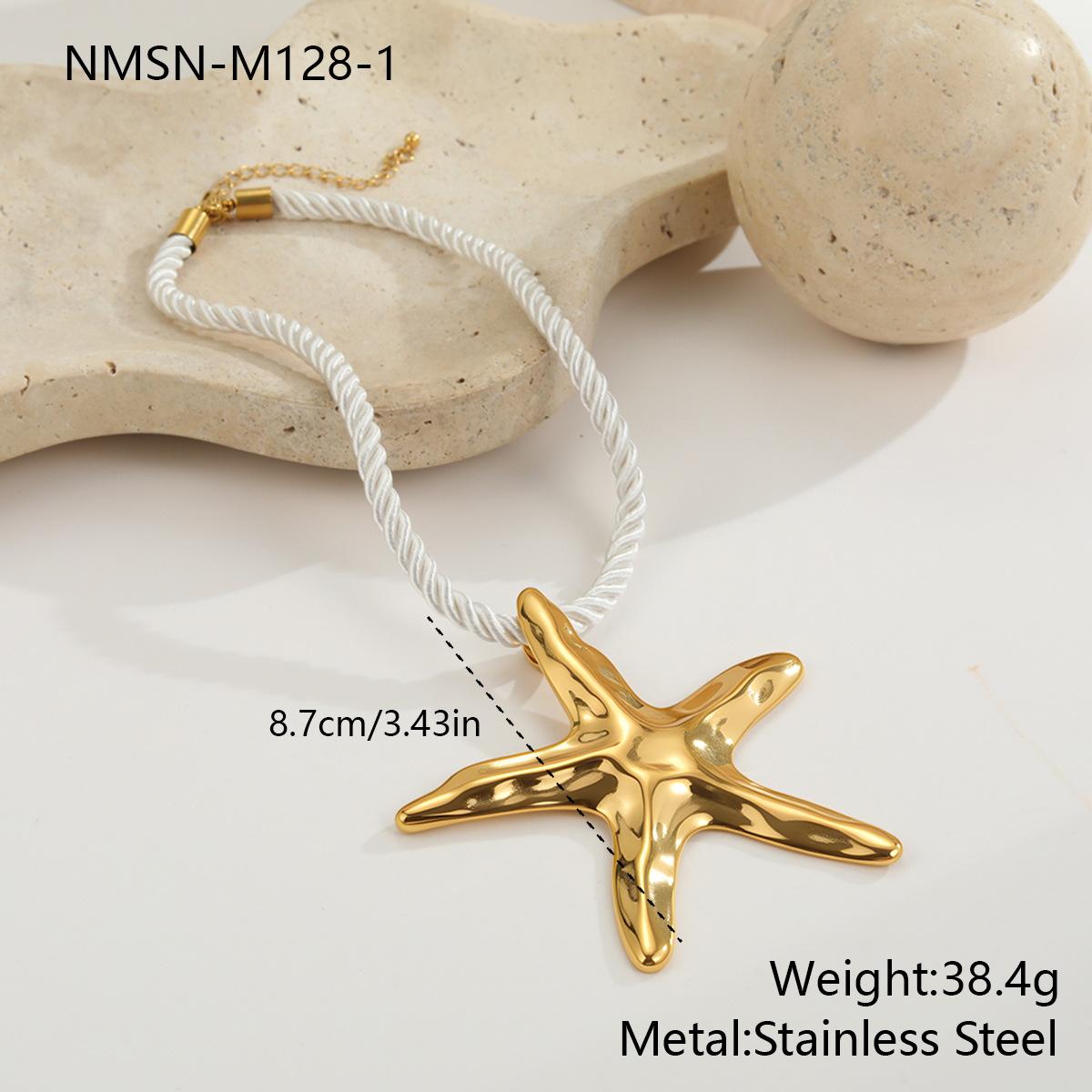 GEMCHIC Women s Gold Plated Starfish Pendant Necklace White Rope Chain Beach Vacation Summer Party Jewelry