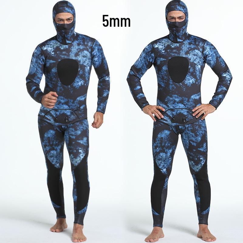 5mm Camouflage Neoprene Fleece-Lined Two-Piece Diving Wetsuit for Spearfishing