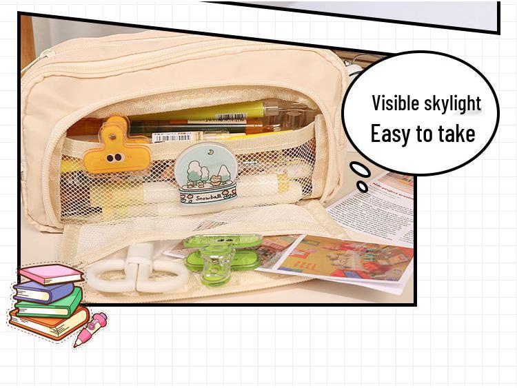 Minimalist Japanese-Style Pencil Case 2023: Large-Capacity Stationery Box for Students, Unisex