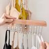 8-hook Multifunctional Wooden Hanger Storage Space-saving Rotating Display Rack Suitable for Ties, Underwear, Vests, Scarves