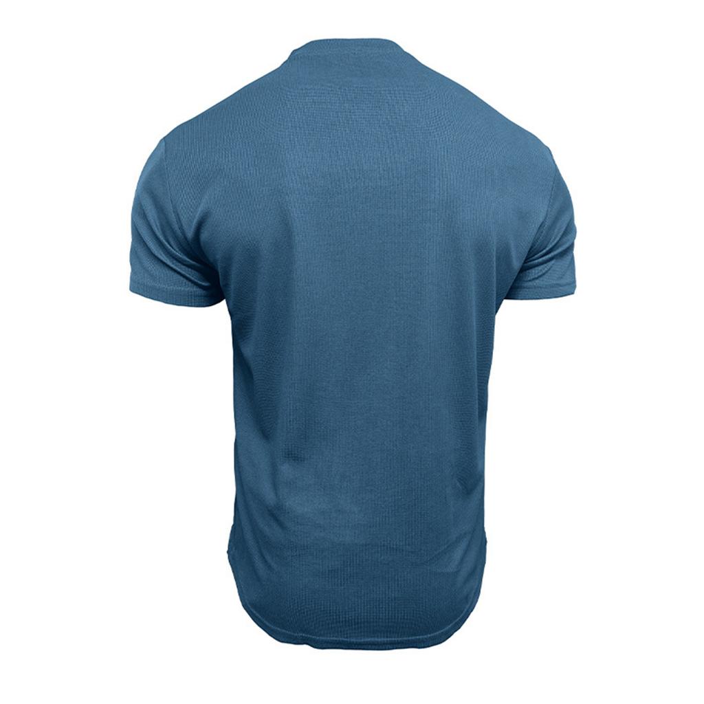 Men's Summer Solid Color Neck Short Sleeve Sports T-Shirt Tops