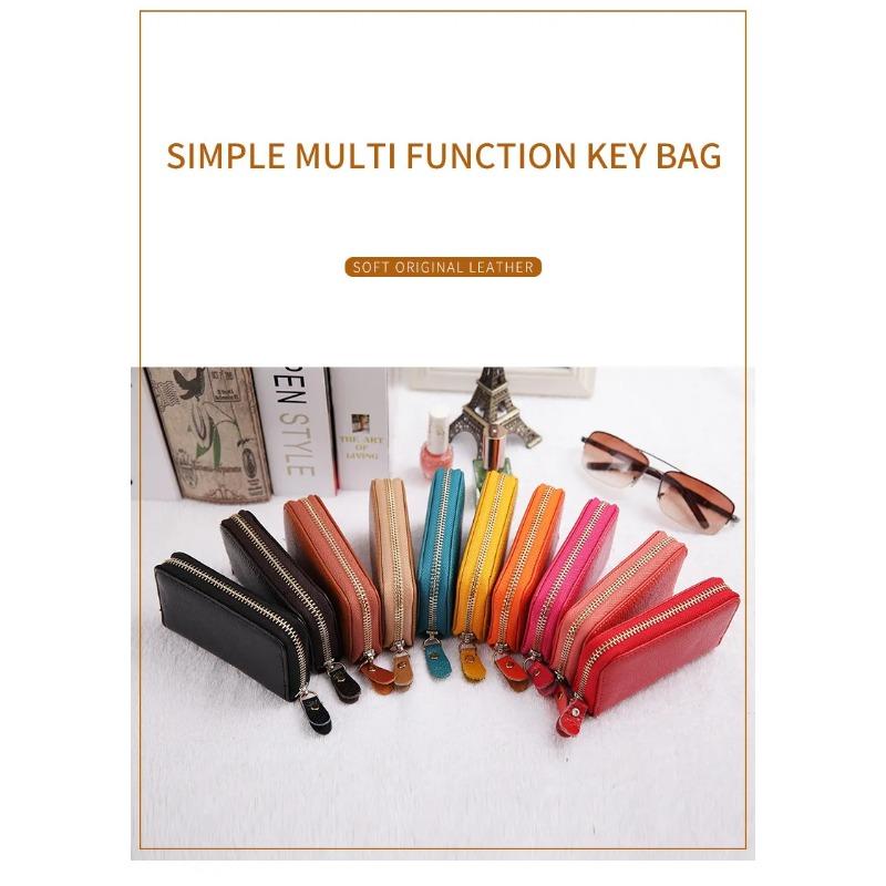 100% Genuine Leather Men's Card Bag, Multifunctional Car Key Bag, Women's Coin Purse