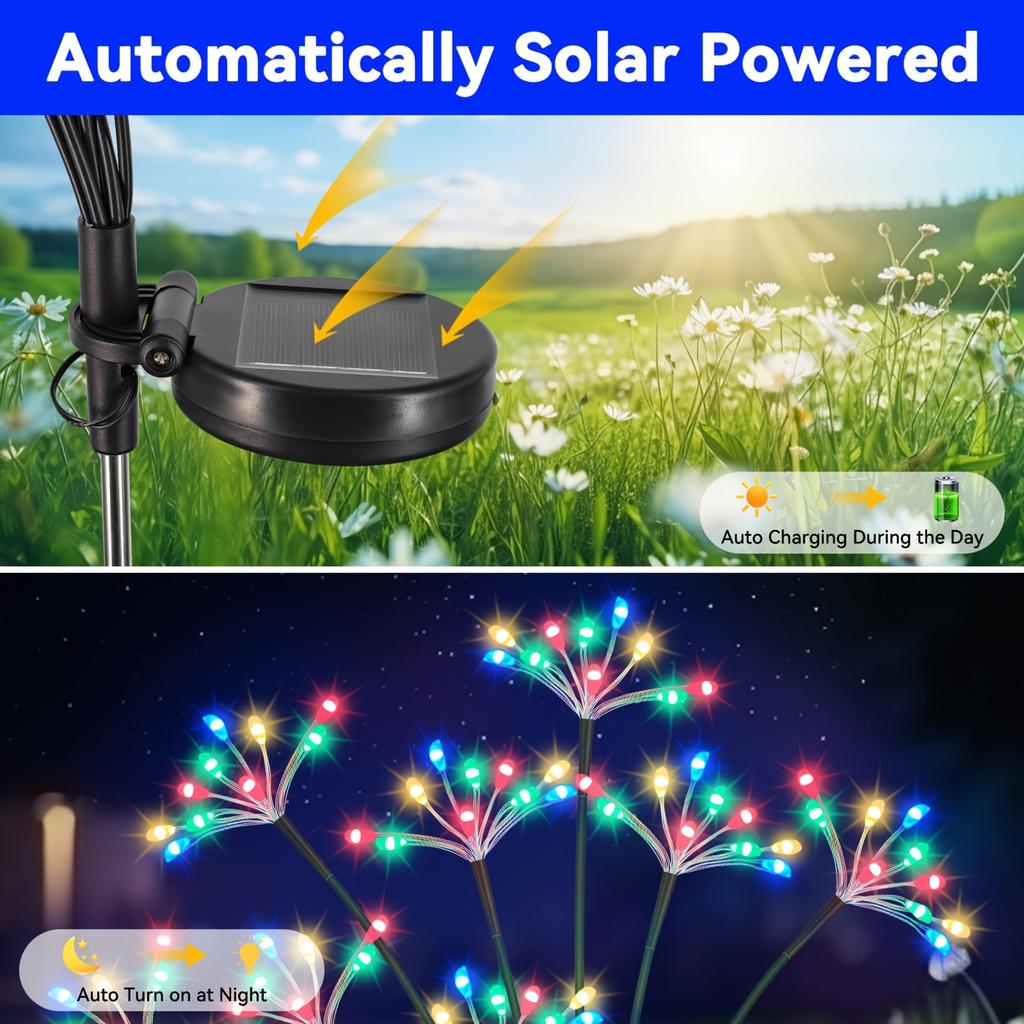 Solar WaterproSwaying Starburst Garden Lights for Outdoor Decor, Ideal for Yard, Patio, Pathways. Perfect Gift for Women, Warm White