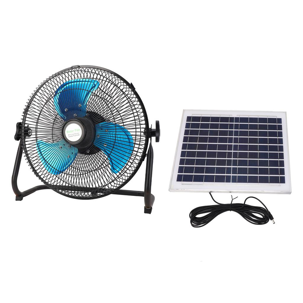 Solarbetriebener Bodenventilator 15W 12 Geschwindigkeitsstufen Digitalanzeige Wiederaufladbarer Bodenventilator für Außen