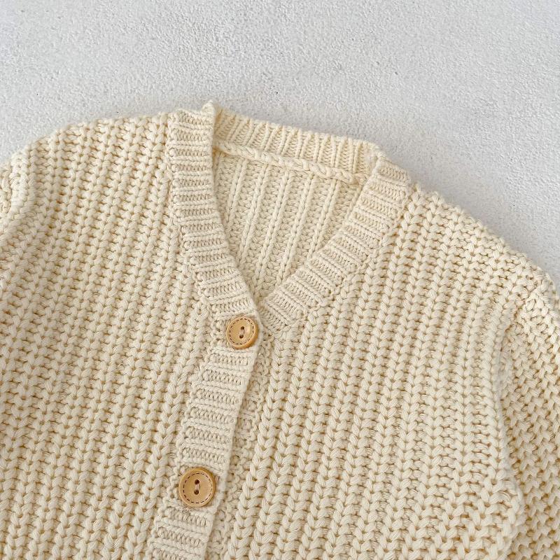 Internet Celebrity Trendy Style Baby Girl Infant Pearl Knit V-neck Sweater Newborn Long Sleeve Cardigan