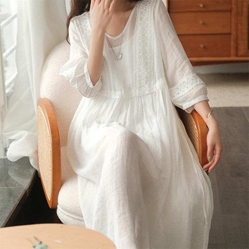 

Летнее этническое платье из хлопка и льна, женское свободное повседневное винтажное лоскутное платье, женский халат с рукавом три четверти, однотонное, V-образный вырез, Vestido XXL