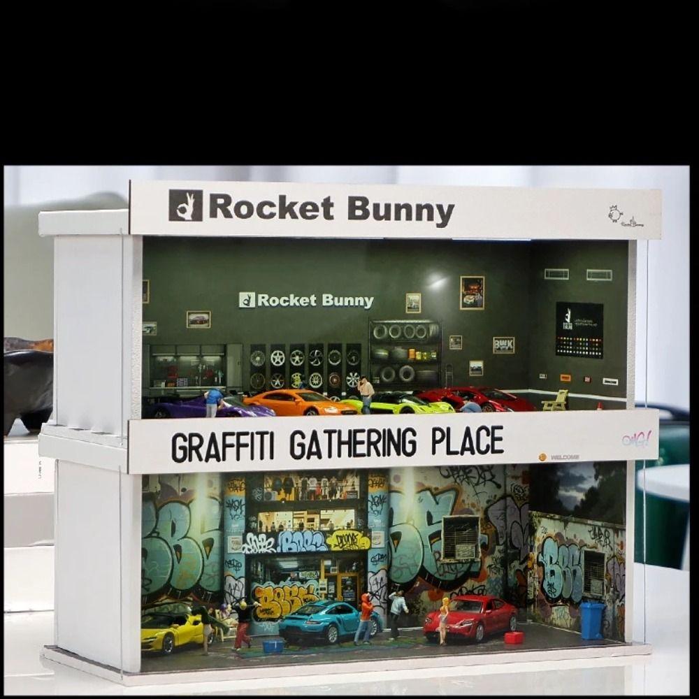 Lighting Version Parking Lot Model 1/64 Scale Car Model Display Box Collection Toys