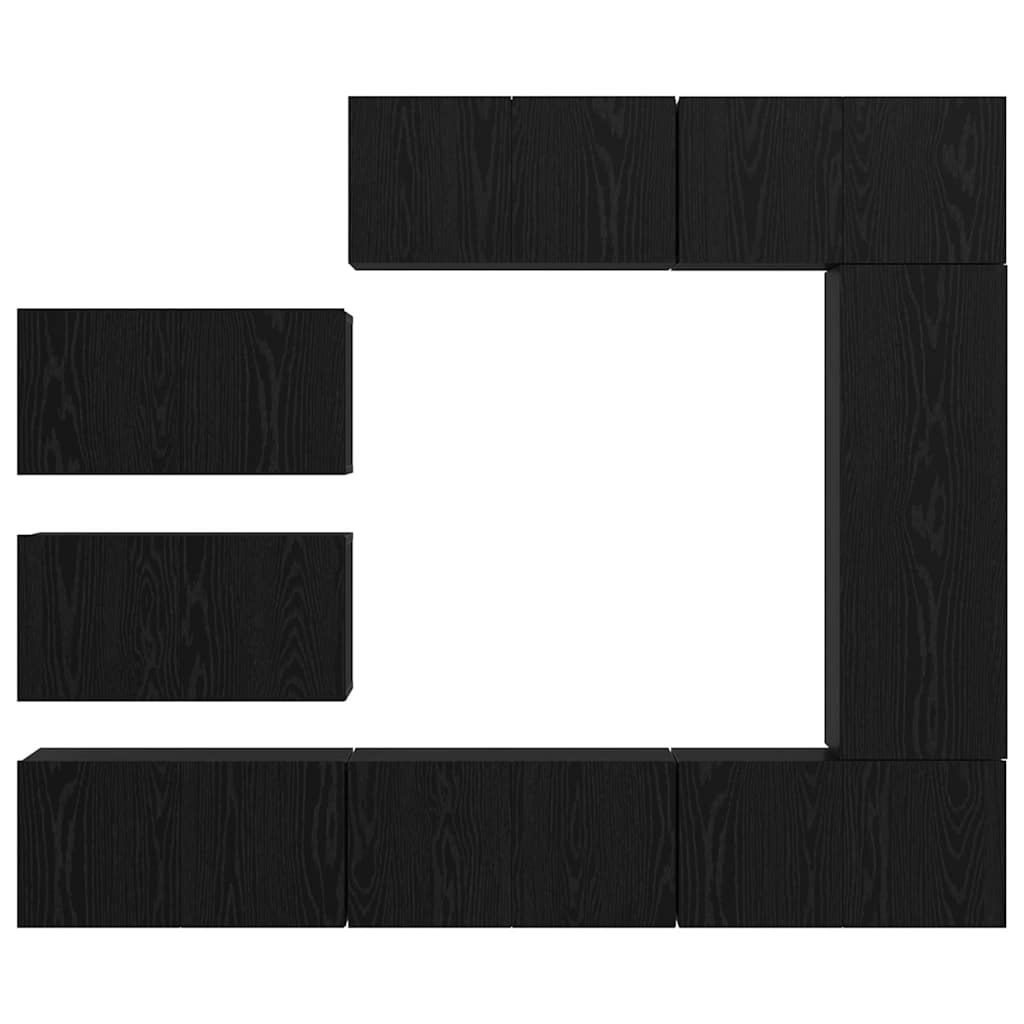 TV Cabinet Set 8 Pcs Black Oak Effect Particleboard