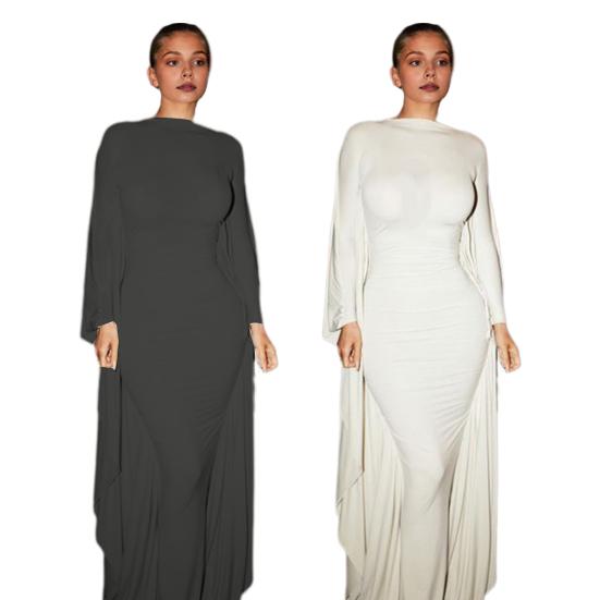 Dam Aftonklänning Dolmanärmar Skinny Kapptyp Enfärgad O-ringning Långärmad Fodral Prom Cocktail Middag Speciella Tillfällen Maxiklänning