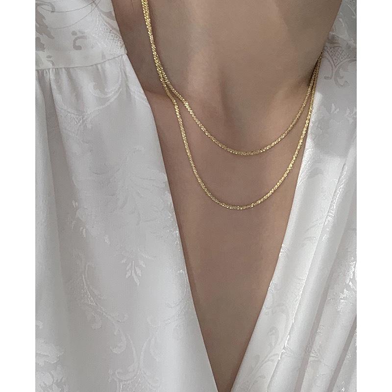Gypsophila 14K Gold-Plated Sterling Silver Necklace: Sparkling Clavicle Choker Chain for Women.