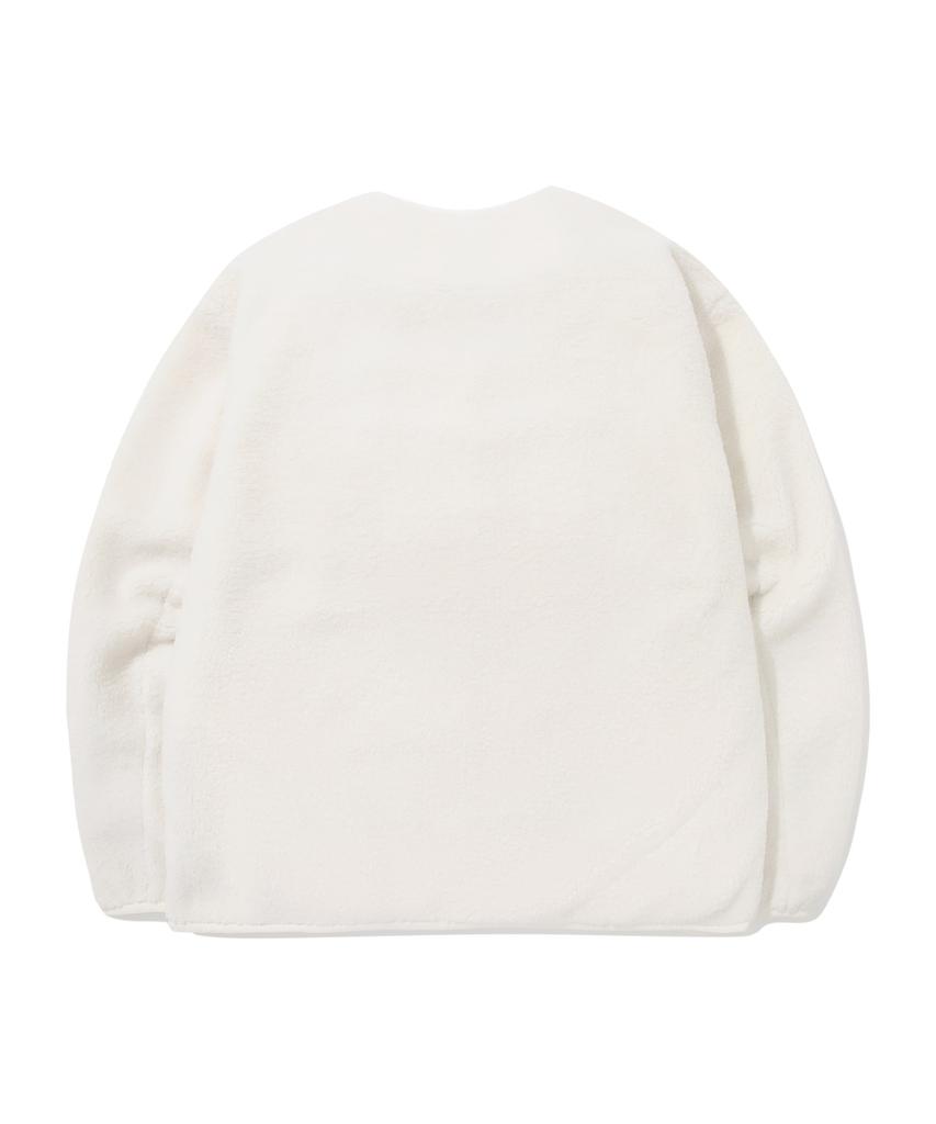 COVERNAT C Logo Collarless Sherpa Jacket Ivory