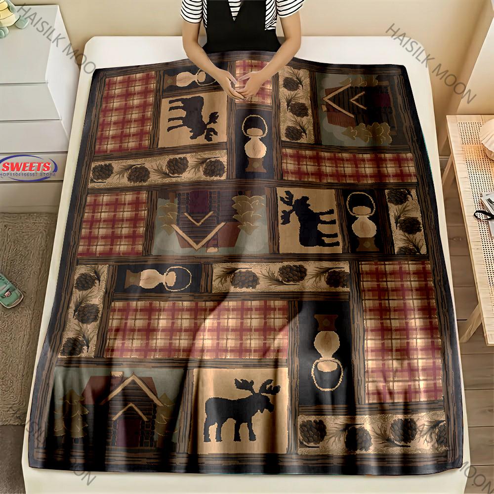 American Country Animal Print Blanket Warm Soft and Comfortable Home Travel Blanket Sofa Bedding Cover Blankets Gift for Friends