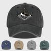 Compass Mountain Print Washed Baseball Cap Adjustable Unisex Vintage Outdoor Hiking Sun Hat