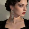 1 Pair Women Earrings Exaggerated Waterdrop Long Tassel Design Leverback Earrings Shiny Versatile Jewelry Accessories