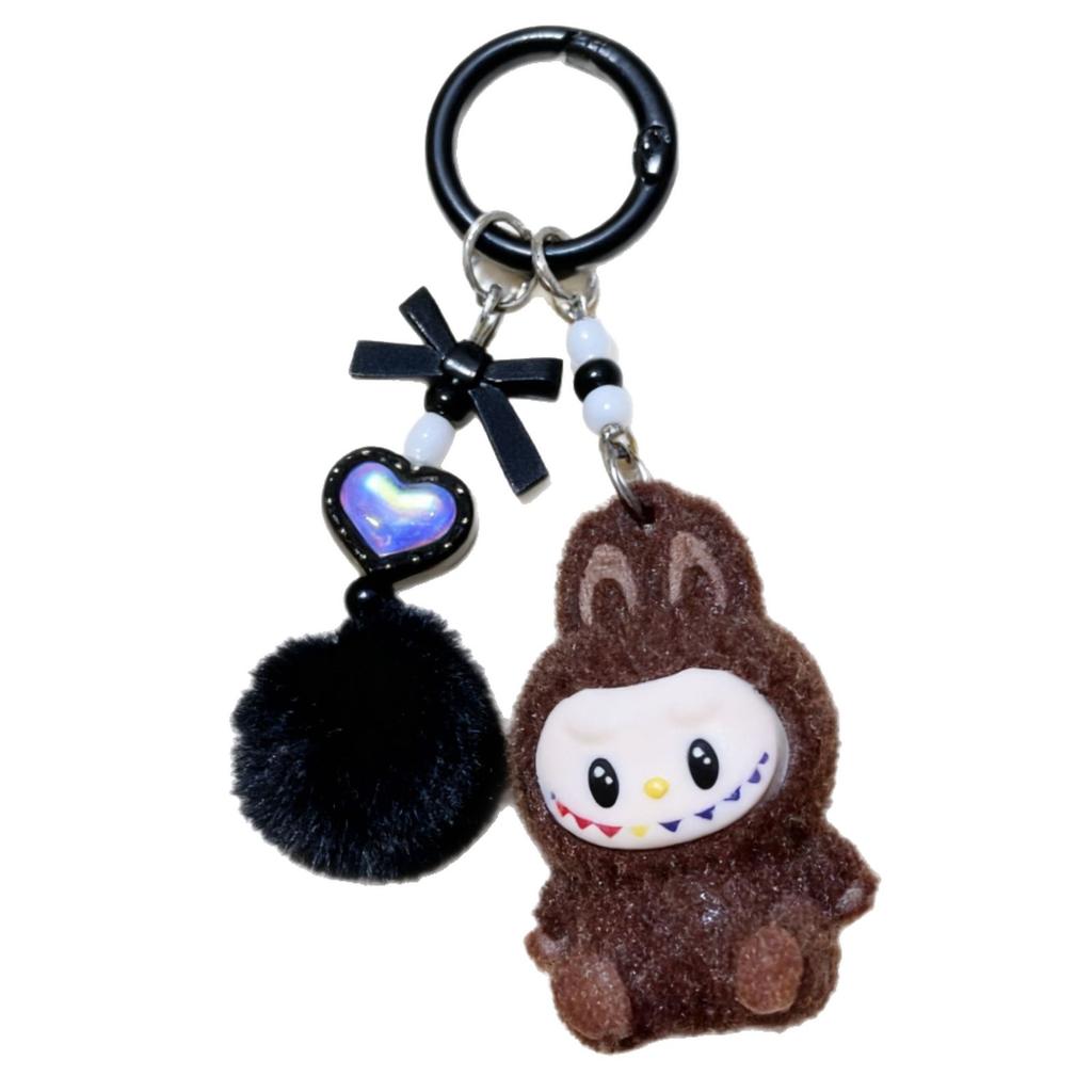 Flocking Sitting Doll Girl Bag Pendant Cute Student Pendant Keychain