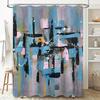 Modern Shower Curtain Set Waterproof Polyester Fabric Printing Bathroom Decor Artistic Blue Pink Black Yellow White Design For L