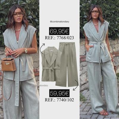 2023 European & American Women's Linen Belted Summer Vest