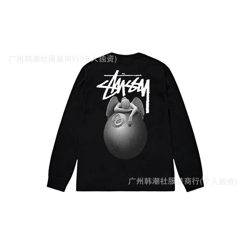 3. Cross-border Stuart long-sleeved printed t-shirt American trendy cylindrical cloth casual loose men and women the same style