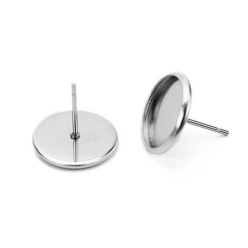 20pc Hypoallergenic Stainless Steel Stud Earring Diy Findings 6mm 8mm 10mm 12mm Cameo Cabochon Base Settings Diy Jewelry 2035