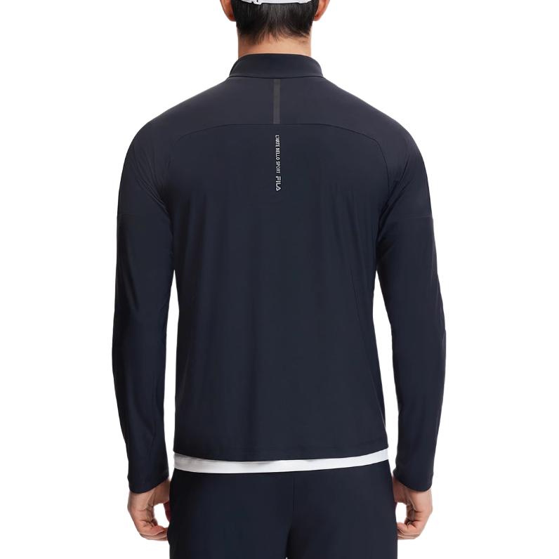 FILA Fitness Series Solid Color Simple Print Small Logo Stand Collar Quick-Dry Soft Comfortable Long Sleeve Jacket Men jackets Black A11M421506F-BK