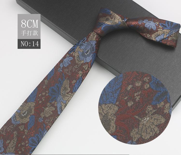 Men'S Business Gentleman'S Suit Wedding Meeting Pattern Host High-End Jacquard Green 8Cm Hand Tie