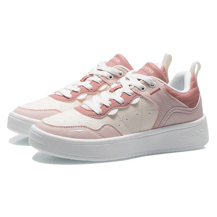 Li Ning Skateboard Shoes Women's Low Top Peach Pink/Peach Pink/Desert Pink AGCR316-3
