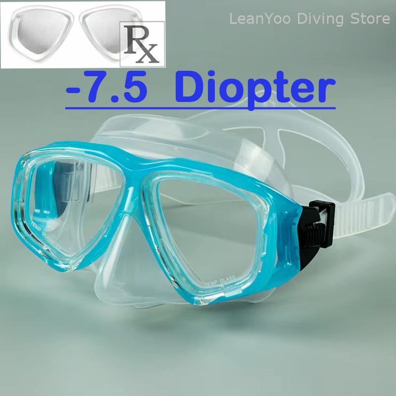 Optical Tempered Glass Diving Goggles Corrective Swimming Mask for Short-Sighted Swimmers Power Range -1.0 To -8.0 Diopter