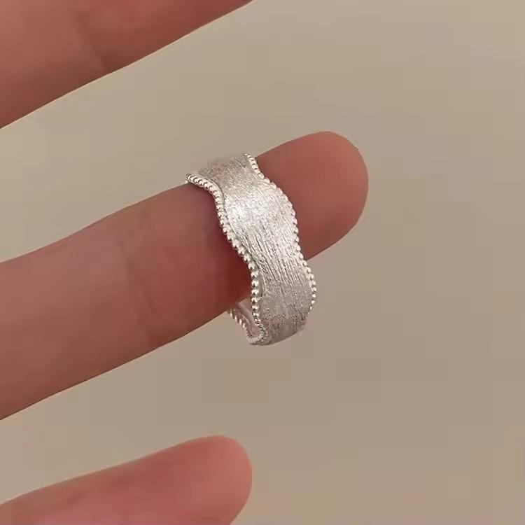VENTFILLE 925 Sterling Silver Frosting Ring For Women Minimalist Irregular Versatile Fashion Elegant Jewelry Gift Dropshipping