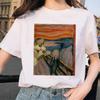 Damenkleidung Sommer Mode Trendig Lässig T-Shirt Van Gogh Katze Van Gogh Katze Kunst Ölgemälde Bedrucktes T-Shirt Ästhetische Kleidung
