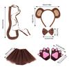Monkey Costume Monkey Ear Headband Tail Bowtie Glove and Skirt Halloween Lemur Dress Up Outfit for Kid Halloween Cosplay