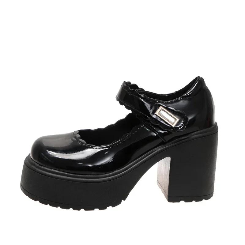 Lolita-Schuhe für Damen, japanische Mary-Jane-Schuhe mit runder Spitze, Vintage-Schuhe für Mädchen, Studenten, JK-Uniform, Plateauschuhe mit hohem Absatz