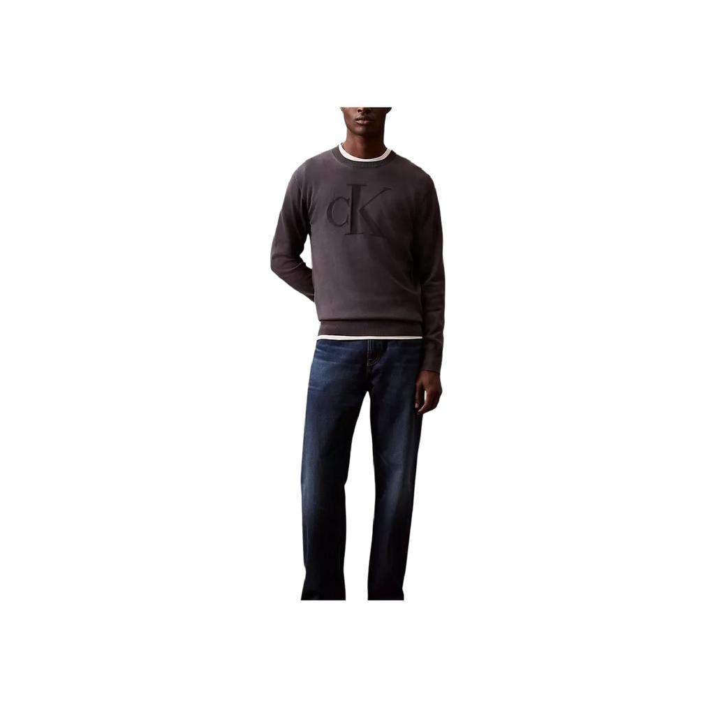 Calvin Klein Minimalist Comfortable Versatile Logo Sweater Men sweater Ebony 40EM300-410