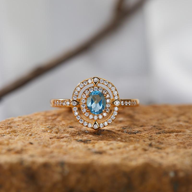 High Sense Light Luxury S925 Sterling Silver Plated 18K Gold Natural Colored Treasure Collarbone Chain Necklace Pendant Niche Jewelry