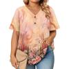 T-shirt Top Casual Stampata da Donna con Scollo a V a Maniche Corte Taglia Larga