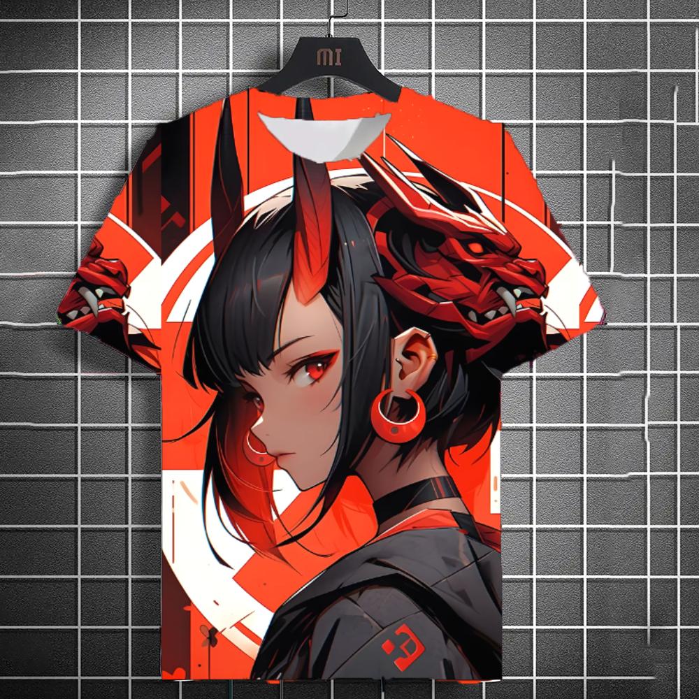 New Men's Samurai Katana Tattoo Girl T-Shirt Street 3D Print Tee Summer Women Short Sleeve Top