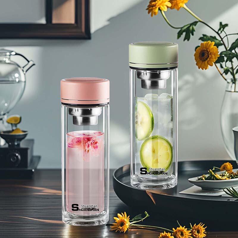 Shuanghan Double-Wall Borosilicate Glass Tea Infuser Mug
